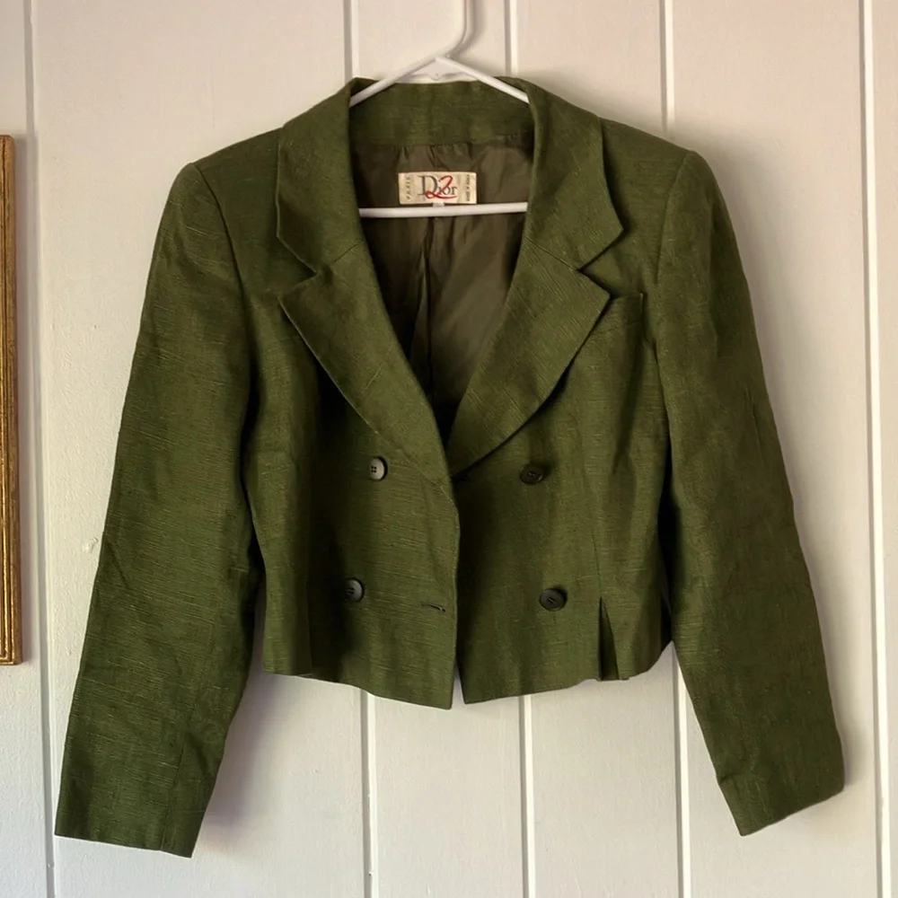 Vintage Christian Dior 2 Olive Green Blazer